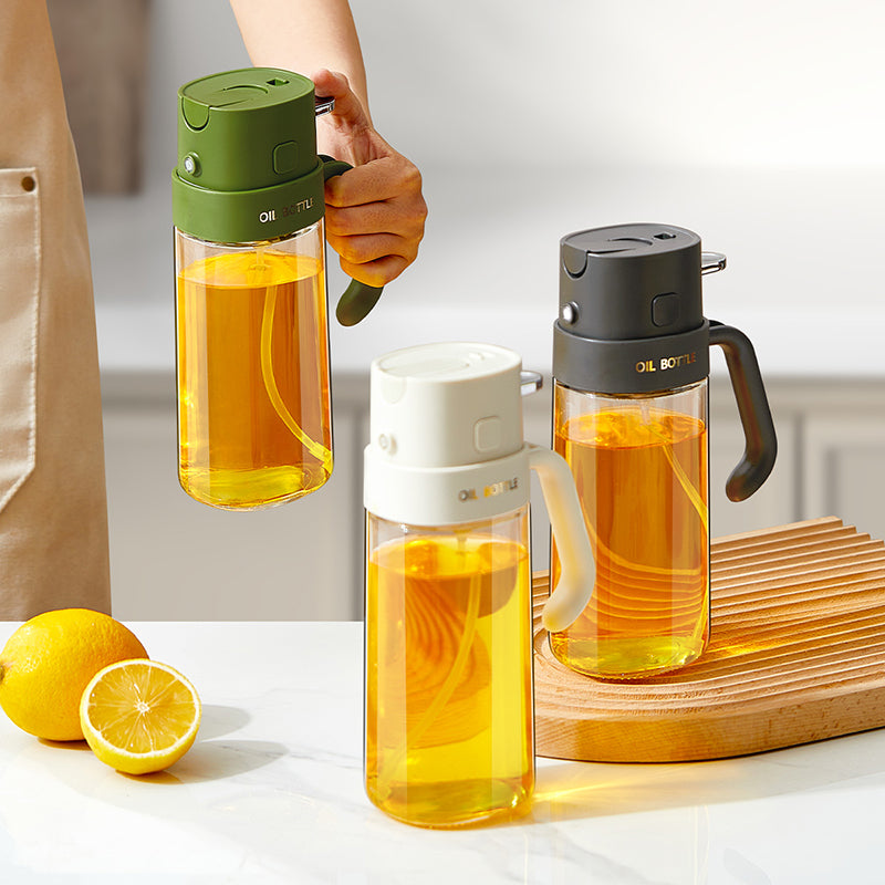 P&M Essentials+ 16oz 2 in 1 Olive Oil Dispenser for Kitchen - Available in Black, Green, and White
