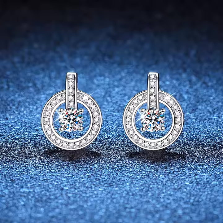 P&M Essentials+ Luxury Moissanite Stud Earrings for Women - 0.3 Carat Round Brilliant Cut, 925 Sterling Silver, Platinum Plated with Bag Lock Closure, Ideal for Anniversary, Wedding, or Birthday Gifts