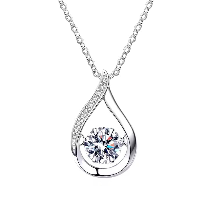 P&M Essentials+ Dancing Moissanite Necklace for Women - 1 Carat D-Color VVS1 Moissanite, 925 Sterling Silver Pendant, Perfect Gift for Anniversary, Valentine’s Day, or Christmas
