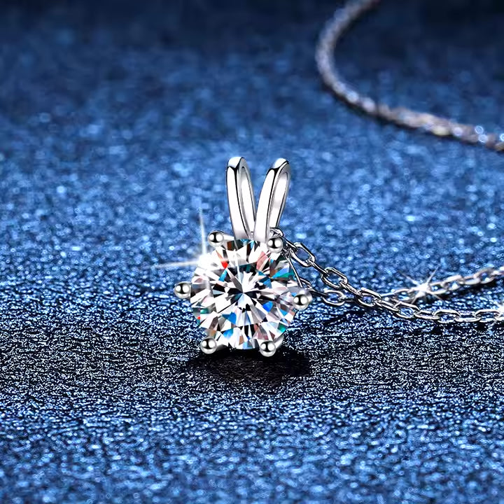 P&M Essentials+ Moissanite Necklace for Women - 1 Carat D-Color VVS1 Simulated Diamond, 925 Sterling Silver 6mm Pendant, Elegant Gift for Birthdays or Special Occasions