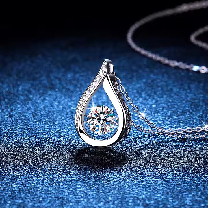 P&M Essentials+ Dancing Moissanite Necklace for Women - 1 Carat D-Color VVS1 Moissanite, 925 Sterling Silver Pendant, Perfect Gift for Anniversary, Valentine’s Day, or Christmas