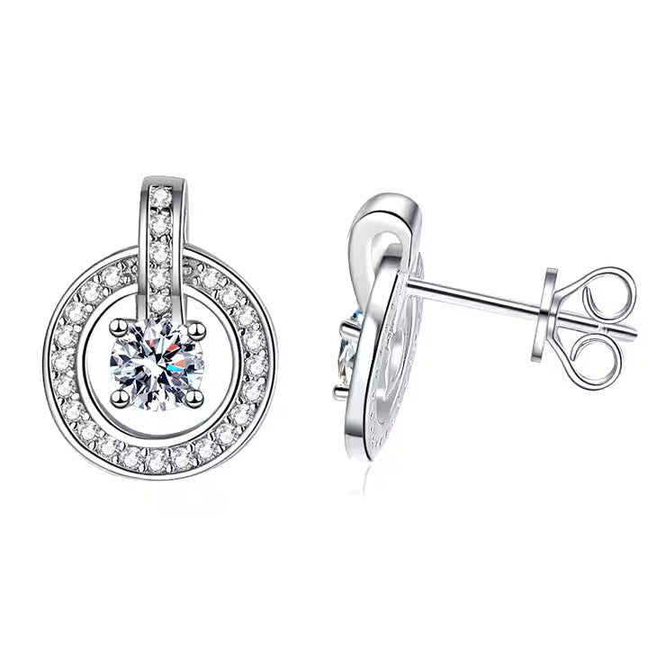 P&M Essentials+ Luxury Moissanite Stud Earrings for Women - 0.3 Carat Round Brilliant Cut, 925 Sterling Silver, Platinum Plated with Bag Lock Closure, Ideal for Anniversary, Wedding, or Birthday Gifts