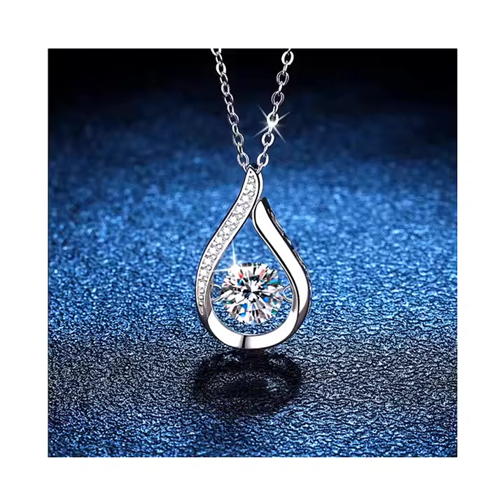 P&M Essentials+ Dancing Moissanite Necklace for Women - 1 Carat D-Color VVS1 Moissanite, 925 Sterling Silver Pendant, Perfect Gift for Anniversary, Valentine’s Day, or Christmas