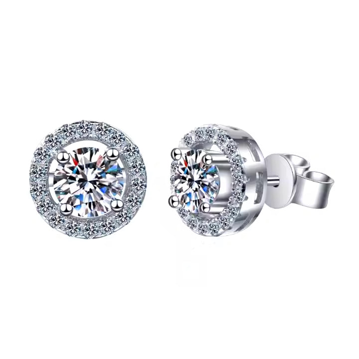P&M Essentials+ Stud Earrings for Women - 1 Carat Moissanite Lab-Created Diamond Earrings, 14K Gold Plated 925 Sterling Silver, Elegant Gift for Birthdays, Mom, or Wife