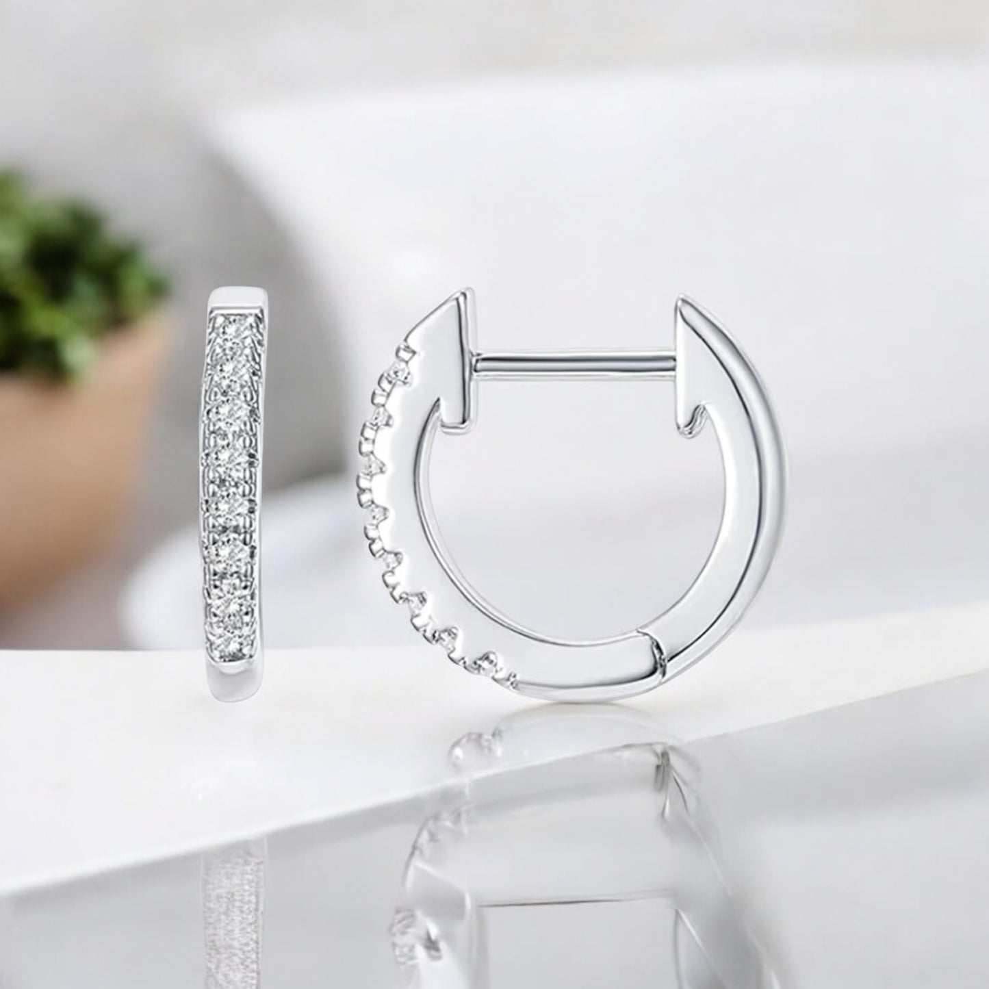 P&M Essentials+ 14K Gold Plated Sterling Silver Post Huggies | Cubic Zirconia Huggie Earrings for Women 10mm