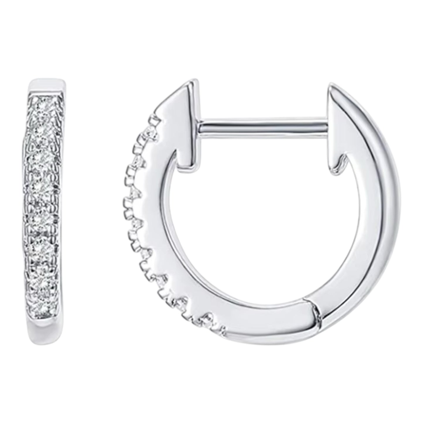 P&M Essentials+ 14K Gold Plated Sterling Silver Post Huggies | Cubic Zirconia Huggie Earrings for Women 10mm