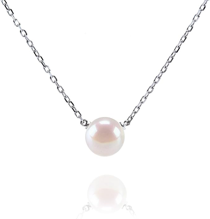 P&M Essentials+ Handpicked AAA+ Freshwater Cultured Single Pearl Necklace Pendant | Gold Necklaces for Women