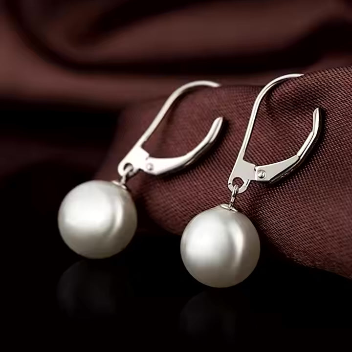 P&M Essentials+ Handpicked AAA+ Quality Freshwater Cultured Pearl Earrings | Leverback Dangle Pearl Earrings for Women