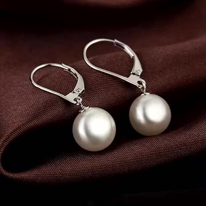 P&M Essentials+ Handpicked AAA+ Quality Freshwater Cultured Pearl Earrings | Leverback Dangle Pearl Earrings for Women
