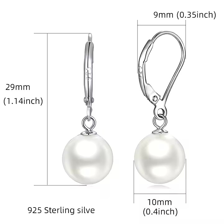 P&M Essentials+ Handpicked AAA+ Quality Freshwater Cultured Pearl Earrings | Leverback Dangle Pearl Earrings for Women