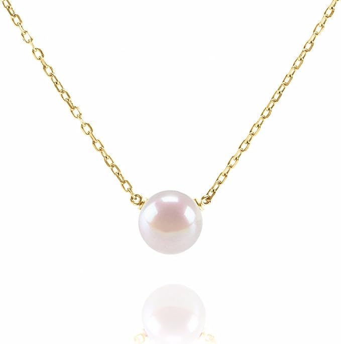 P&M Essentials+ Collier Pendentif Perle de Culture d’Eau Douce AAA+ | Chaîne en Or pour Femmes