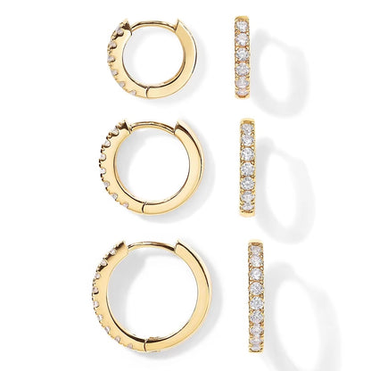 P&M Essentials+ 14K Gold Plated 925 Sterling Silver Mini Hoop Earrings Set | 3 Pairs Huggie Earrings for Women & Men (8mm, 10mm, 12mm)