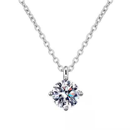 P&M Essentials+ Moissanite Necklace for Women - 1 Carat D-Color VVS1 Simulated Diamond, 925 Sterling Silver Pendant, Elegant Gift for Birthdays, Anniversaries, or Special Occasions