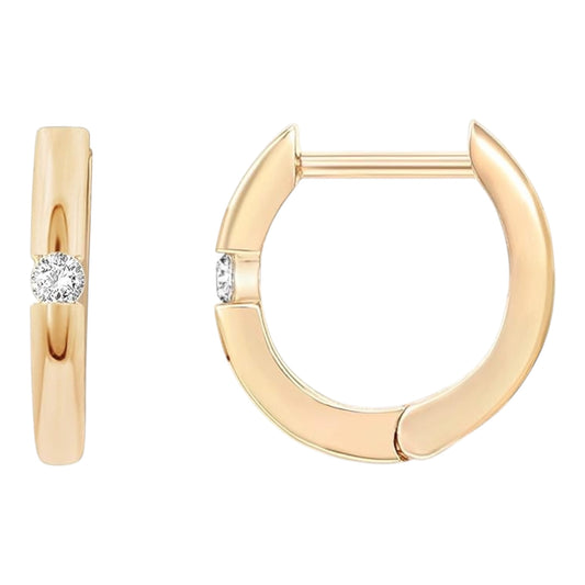 P&M Essentials+ 14K Gold Plated Sterling Silver Cubic Zirconia Huggie Hoop Earrings for Women