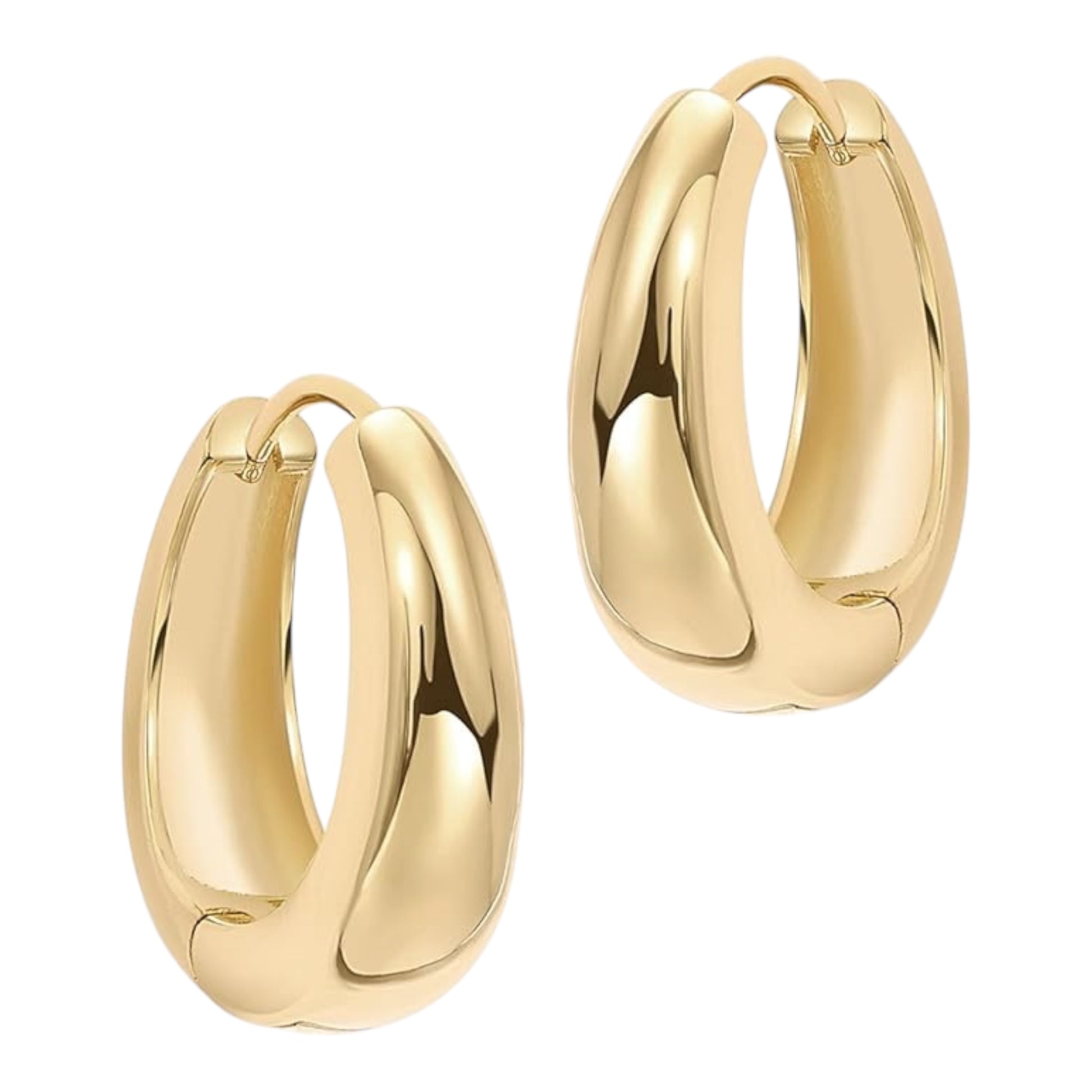 P&M Essentials+ 14K Gold Plated Sterling Silver Small Chunky Hoops Earrings | Thick Lightweight Gold Hoop Earrings for Women 12mm