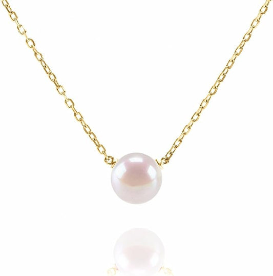 P&M Essentials+ Handpicked AAA+ Freshwater Cultured Single Pearl Necklace Pendant | Gold Necklaces for Women