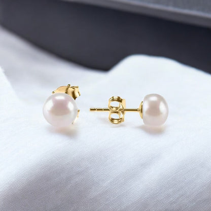 P&M Essentials+ Sterling Silver AAA+ Quality Handpicked Freshwater Cultured Stud Pearl Earrings 6mm
