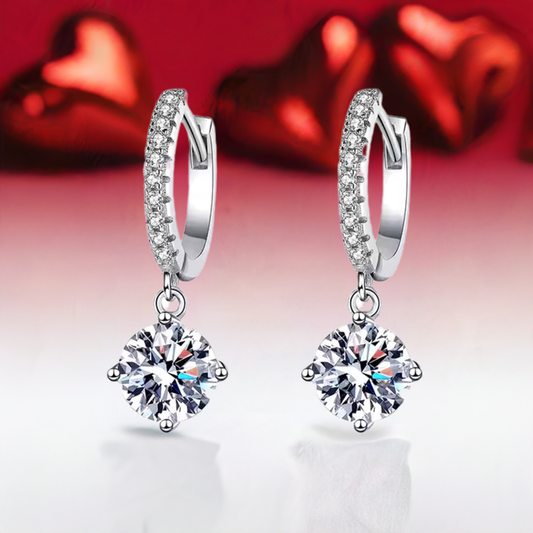 P&M Essentials+ 1 Carat Moissanite Hoop Earrings – 925 Sterling Silver, Brilliant Cut, Elegant Huggie Style, Perfect Gift for Her.