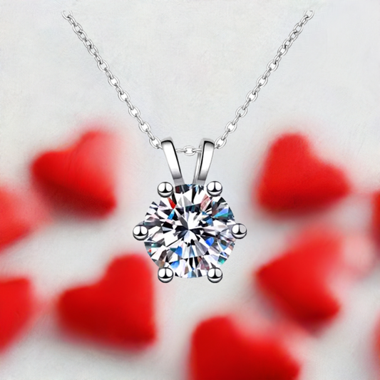 P&M Essentials+ Collier en Moissanite pour Femme - Pendentif 6mm en Argent Sterling 925, Moissanite 1 Carat Couleur D VVS1, Cadeau Élégant pour Anniversaires ou Occasions Spéciales