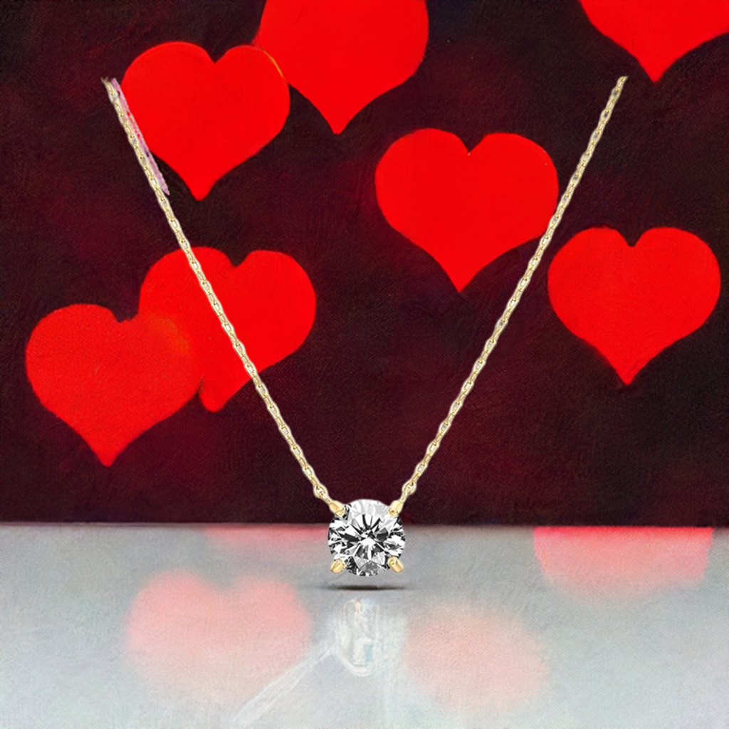 P&M Essentials+ Collier Ras-de-Cou Solitaire Cristal CZ Plaqué Or 14K 1.5 Carats (7.3mm) | Colliers en Or pour Femmes